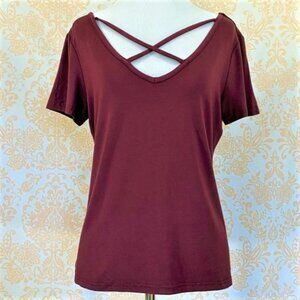 NWOT SHEIN X front short sleeve burgundy top…